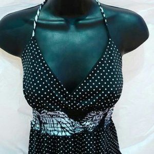 Black and white polka dot halter top